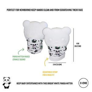 PAIR of white panda teether mittens for baby
